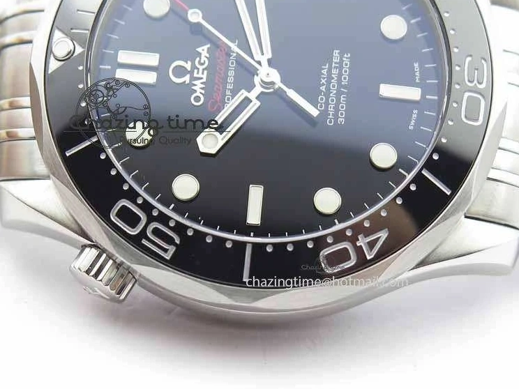 0227 Seamaster 300M SS MK 1:1 Best Edition Black Dial Ceramic Bezel On SS Bracelet A TopPick 8177